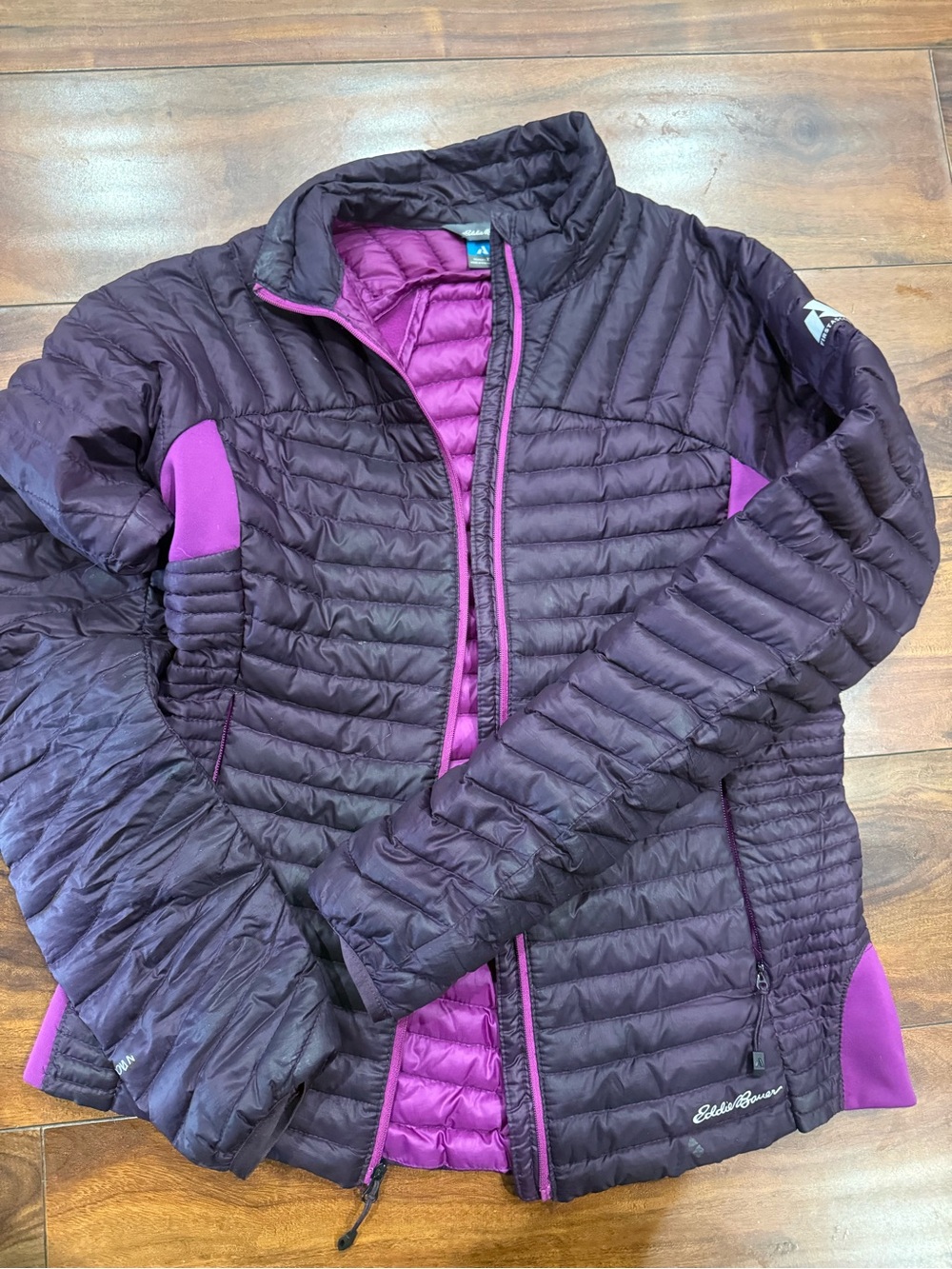 Eddie Bauer Women’s Plum Quilted Puffer Jacket with Magenta Accents